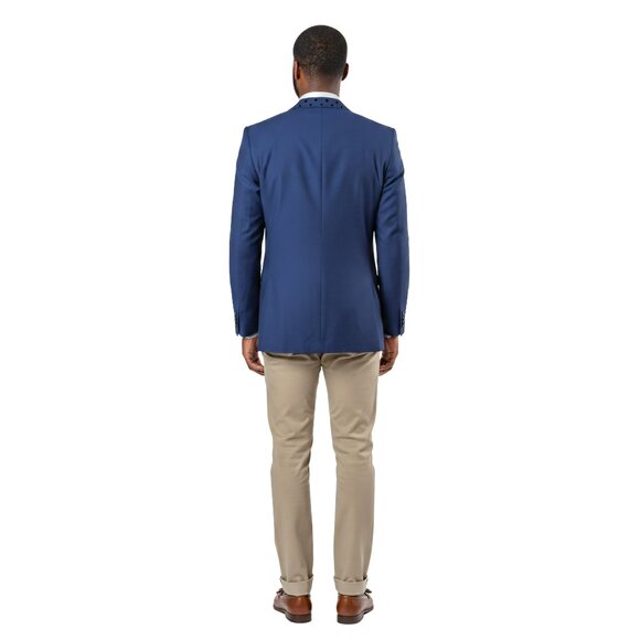 Hearts on Lapel Mens Blazer Jacket Shawl Collar, Blue - Picture 4 of 5